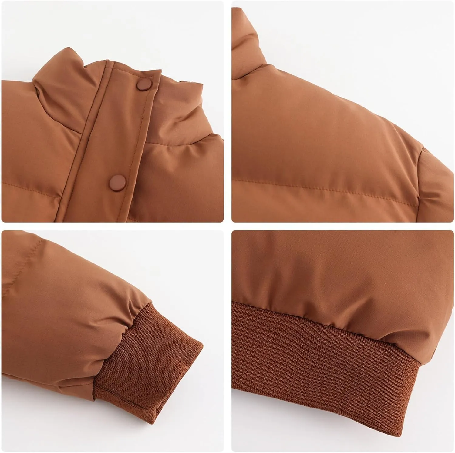 Women's Winter Short Puffer Jackets Lightweight Stand Collar Zip Up Down Coat Warm Quilted Jackets