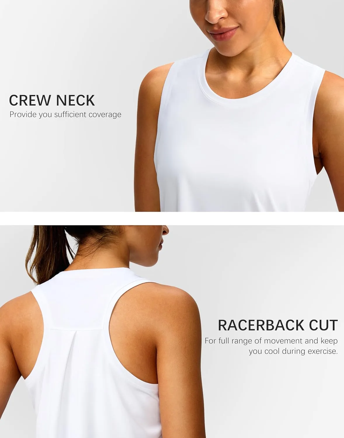 Women's Workout Tops Racerback Athletic Tank Tops Sleeveless Loose Fit Yoga Running Gym Shirts for Women