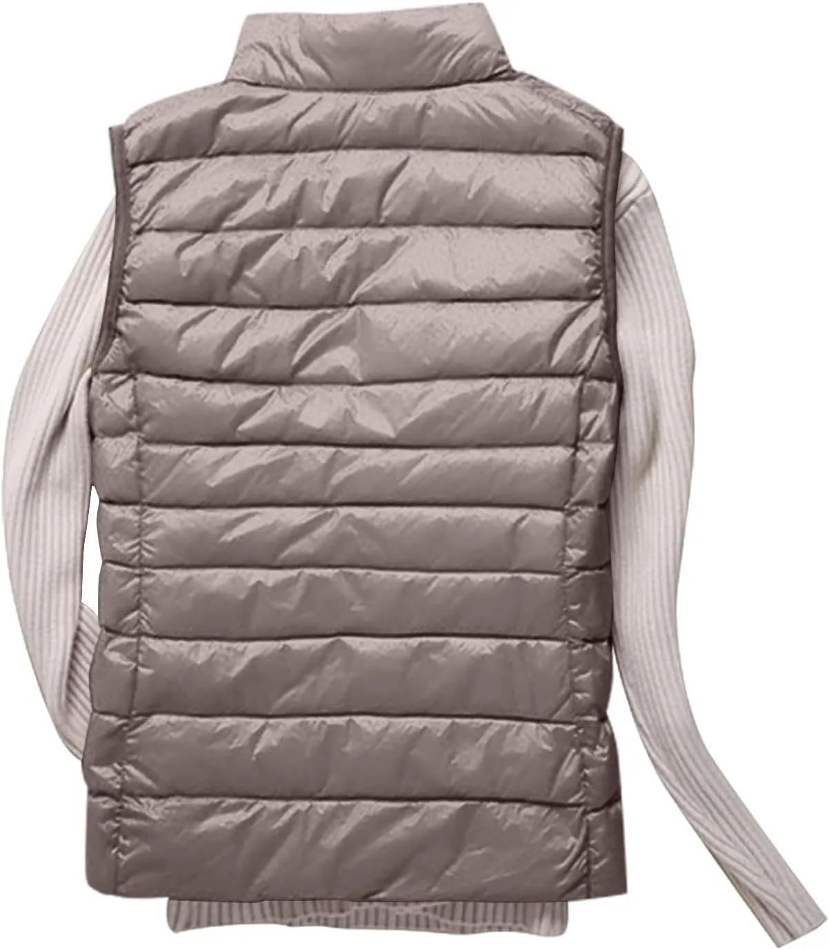 Womens Zip Up Warm Puffer Jacket Vest Oversized Lightweight Y2k Sleeveless Outerwear Plus Size Fall Fashion 2024
