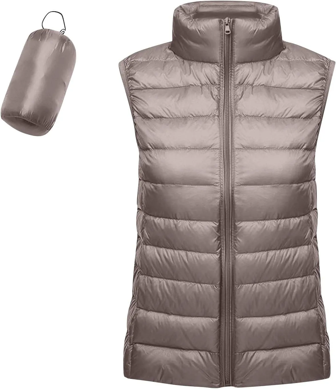 Womens Zip Up Warm Puffer Jacket Vest Oversized Lightweight Y2k Sleeveless Outerwear Plus Size Fall Fashion 2024