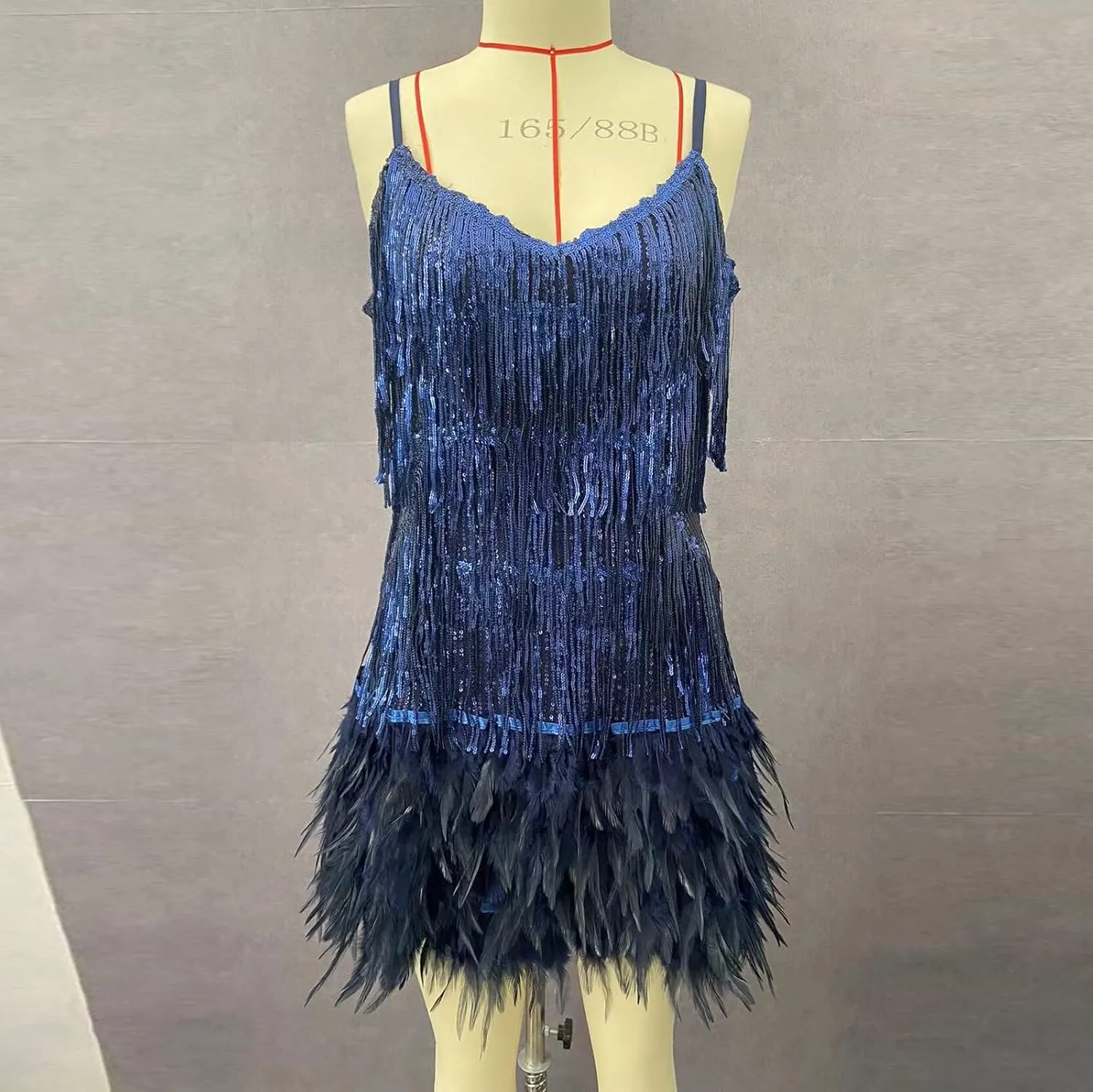 yardsong Womens Glitter Sequin Dress Tassels Fringe Nightclub Dress Sleeveless Slim Fit Sexy Tank Mini Dress
