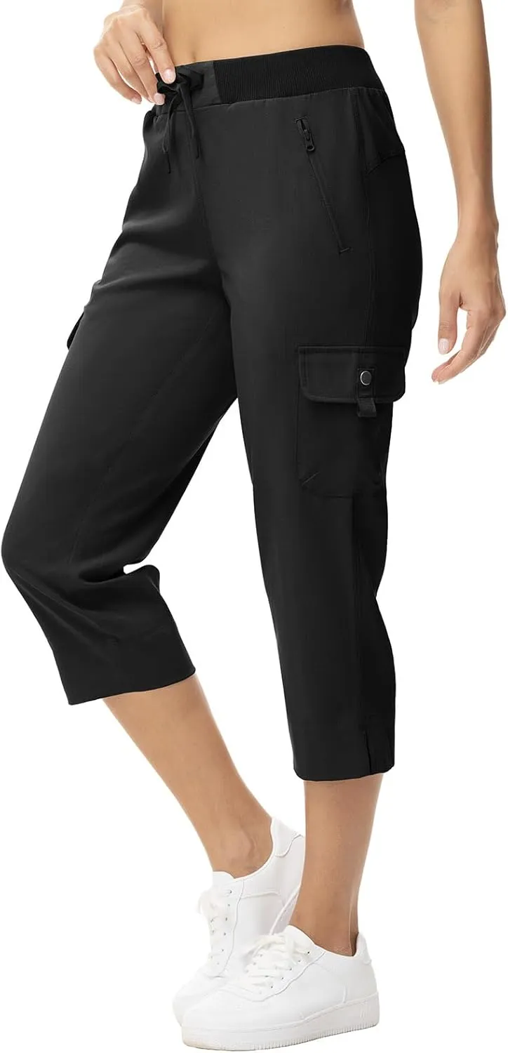 YSENTO Womens Cargo Capri Pants with 4 Pockets Summer Bottoms Lightweight Quick Dry Hiking Athletic Joggers