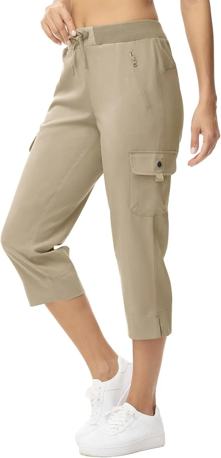 YSENTO Womens Cargo Capri Pants with 4 Pockets Summer Bottoms Lightweight Quick Dry Hiking Athletic Joggers