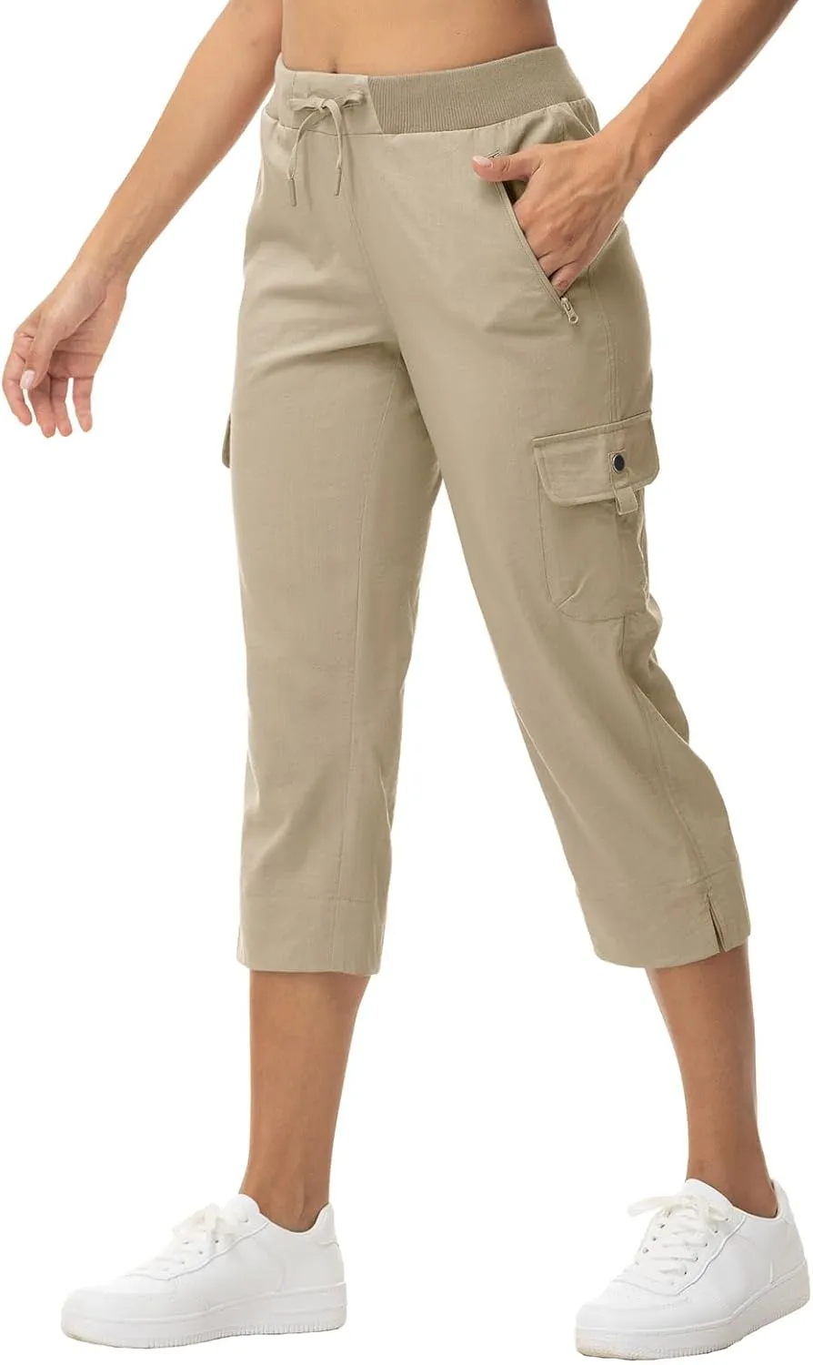 YSENTO Womens Cargo Capri Pants with 4 Pockets Summer Bottoms Lightweight Quick Dry Hiking Athletic Joggers