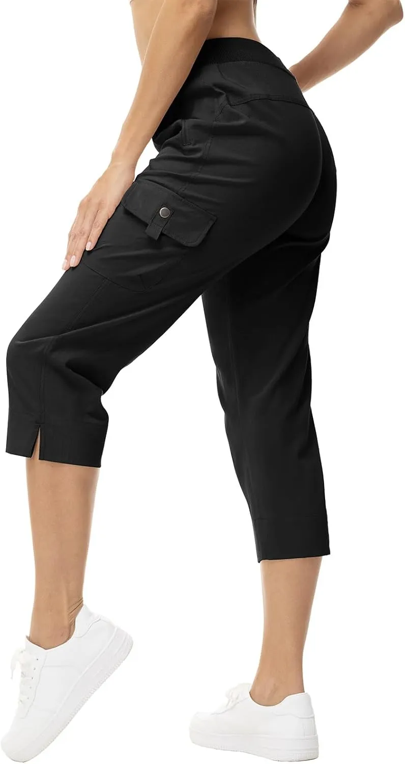 YSENTO Womens Cargo Capri Pants with 4 Pockets Summer Bottoms Lightweight Quick Dry Hiking Athletic Joggers