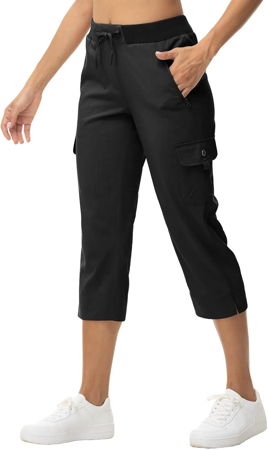 YSENTO Womens Cargo Capri Pants with 4 Pockets Summer Bottoms Lightweight Quick Dry Hiking Athletic Joggers