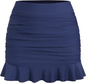 ZAFUL Women High Waisted Swim Skirts Ruffle Ruched Mini Skirt Tummy Control Bikini Bottoms