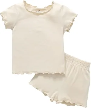 Zanie Kids Toddler Pajamas for Boys Girls Summer Baby Short Sleeves Pjs Cotton Sleepwear Bamboo Viscose