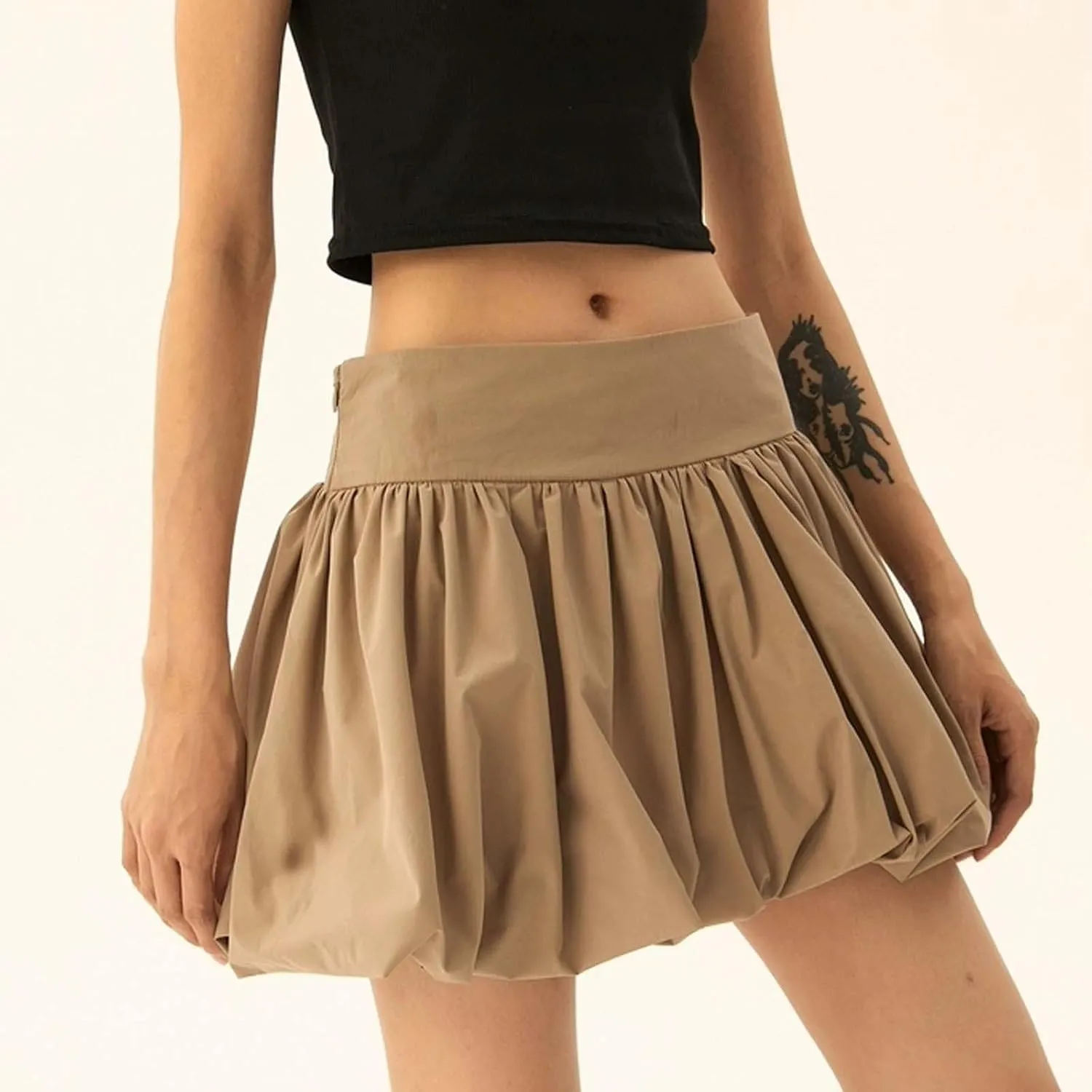 ZYXTIM Balloon Skirts for Women Y2k Girls Bubble Mini Skirt Low Waist Ruffle Hem Puffy Skirt 2024 Mini Skirt Party Streetwear