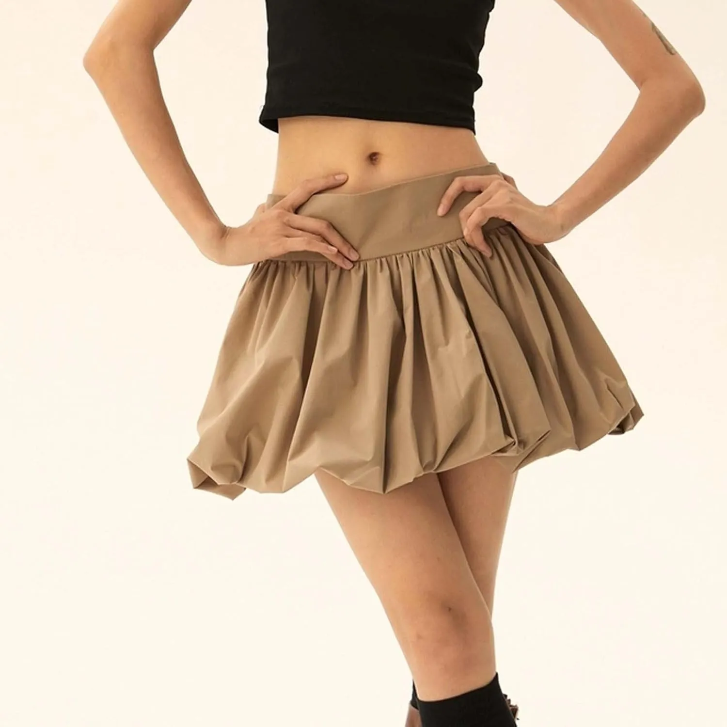 ZYXTIM Balloon Skirts for Women Y2k Girls Bubble Mini Skirt Low Waist Ruffle Hem Puffy Skirt 2024 Mini Skirt Party Streetwear