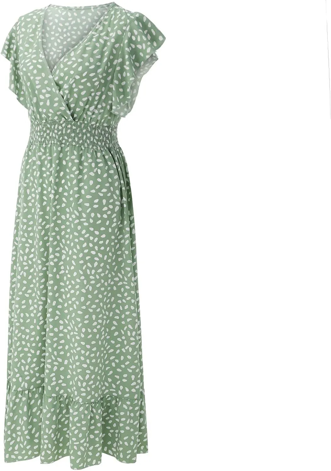 ZYXTIM Summer Floral Maxi Dress for Women 2025 V Neck Ruffle Sleeve Casual Flowy Swing Dresses Beach Wedding Guest Dresses
