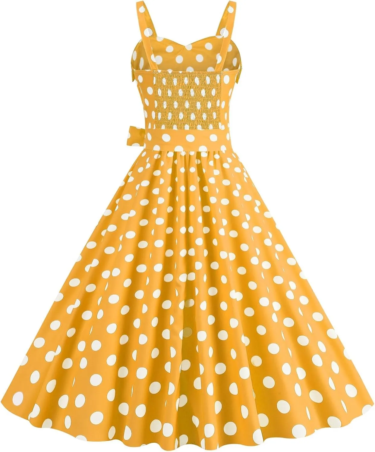 ZYXTIM Women Vintage Polka Dot 1950s Rockabilly Swing Dress Sleeveless V Neck Belt Wrap Floral Evening Cocktail Swing Dress